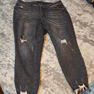 Judy Blue Distressed Charcoal Ankle Jeans